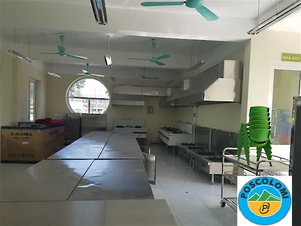 Hệ thống khu bếp inox công nghiệp trường học hệ mầm non 300 suất